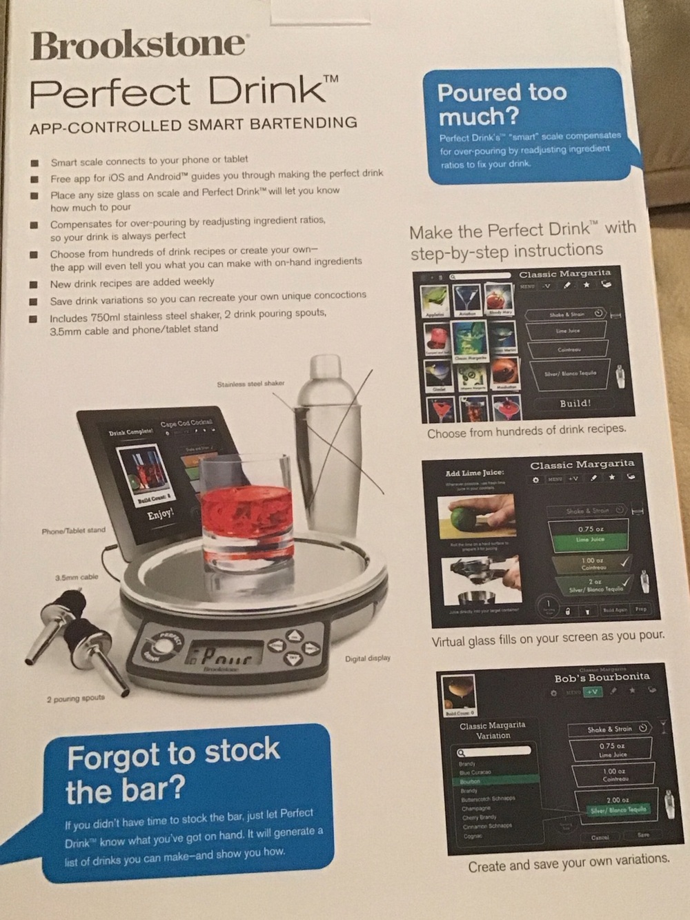 Brookstone Perfect Drink App-Controlled Smart Bartending Scale - Multicolor